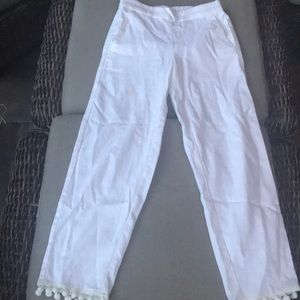 White linen pants